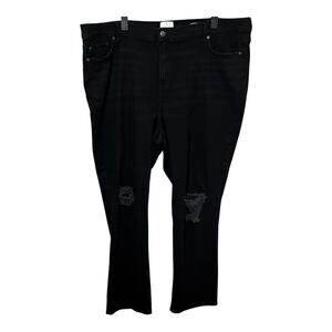 True Craft Women's Plus 22W High Rise Straight Leg Distressed Black Jeans Grunge